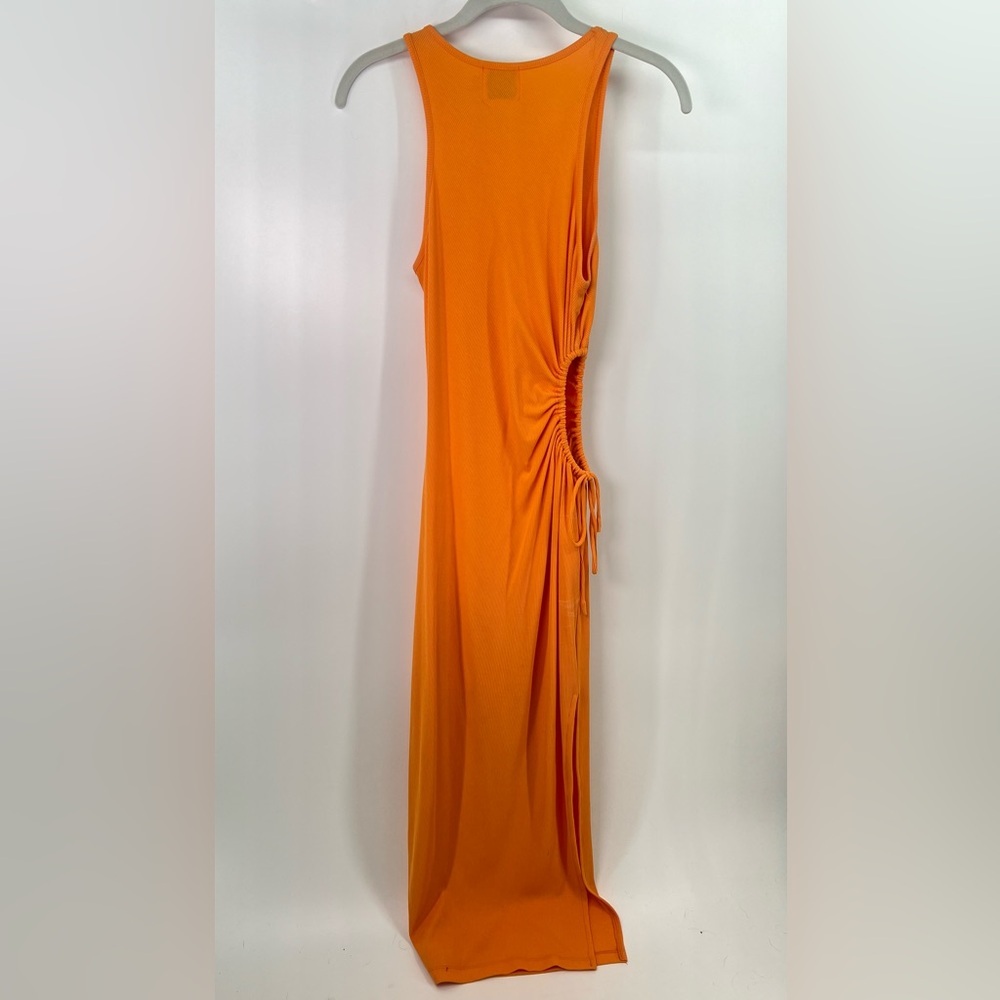 Princess Polly Louie Bright Orange Side Cutout Ribbed Midi Dress AU 10 US 6 - Picture 9 of 12